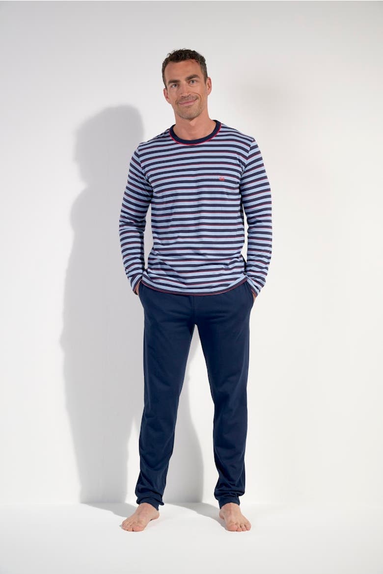 Atlantic Long Pajama Set, Alternate, color, Blue Stripes