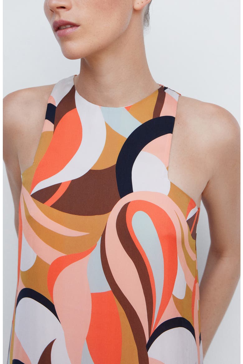 Abstract Print Cocktail Dress, Alternate, color, SALMON