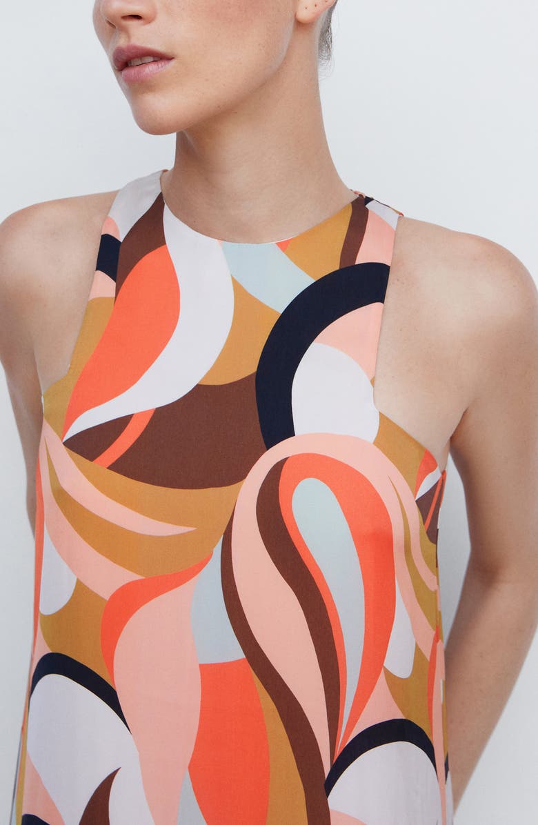MANGO Abstract Print Cocktail Dress, Alternate, color, 