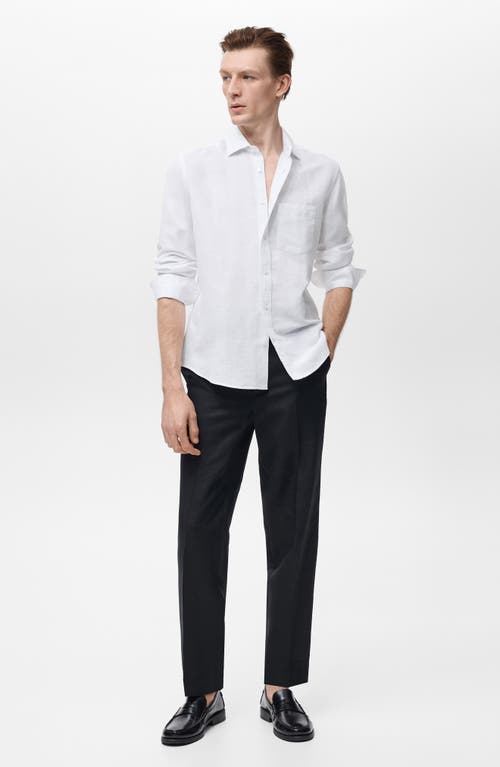 Mango Regular Fit Linen Button-up Shirt In White