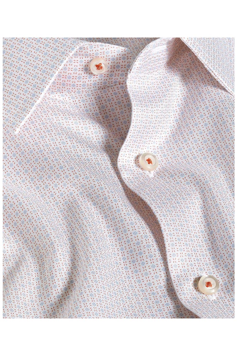 Trim Fit Geometric Cotton Dress Shirt, Alternate, color, WHITE/ ORANGE