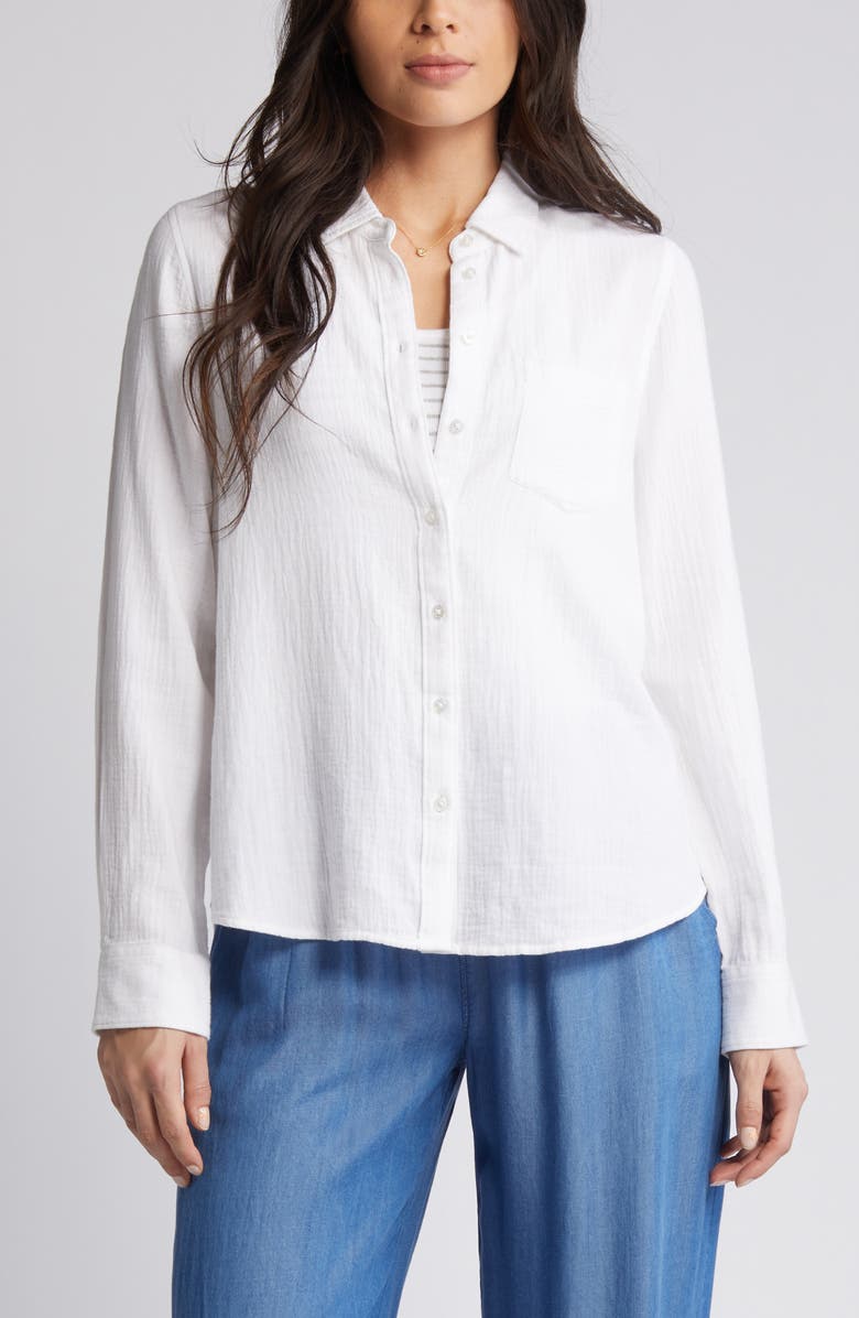 Caslon<sup>®</sup> Casual Gauze Button-Up Shirt, Alternate, color, 