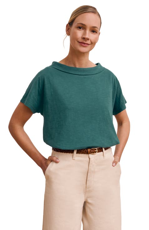 Sculpted Boat Neck Relaxed T-Shirt