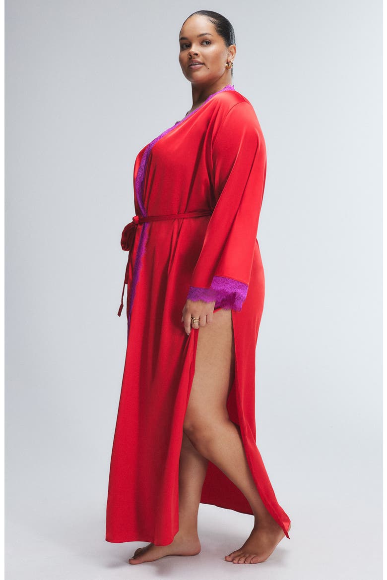 Fire Desire Lace Robe, Alternate, color, TIMELESS RED