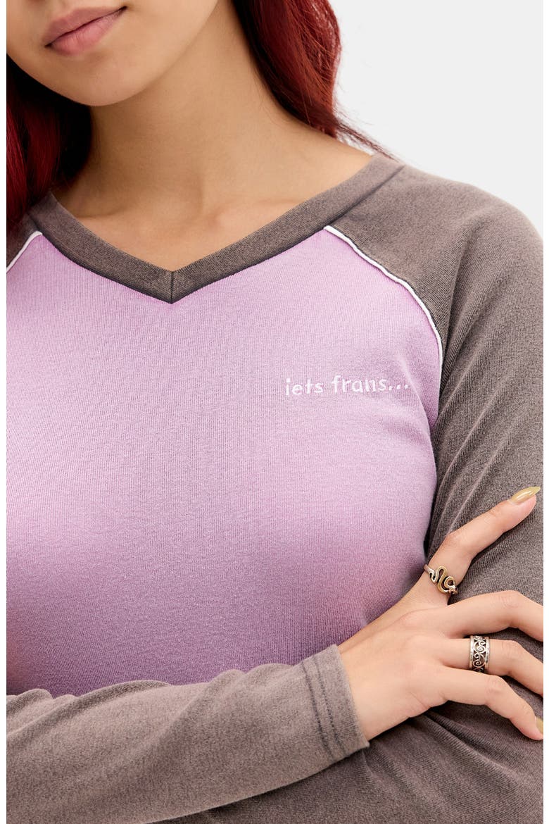 Long Sleeve Cotton V-Neck T-Shirt, Alternate, color, LAVENDER