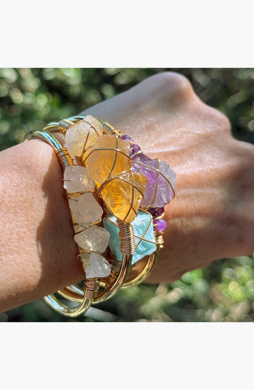Humanist Beauty Gemstone Wire-wrapped Bracelet In Multi