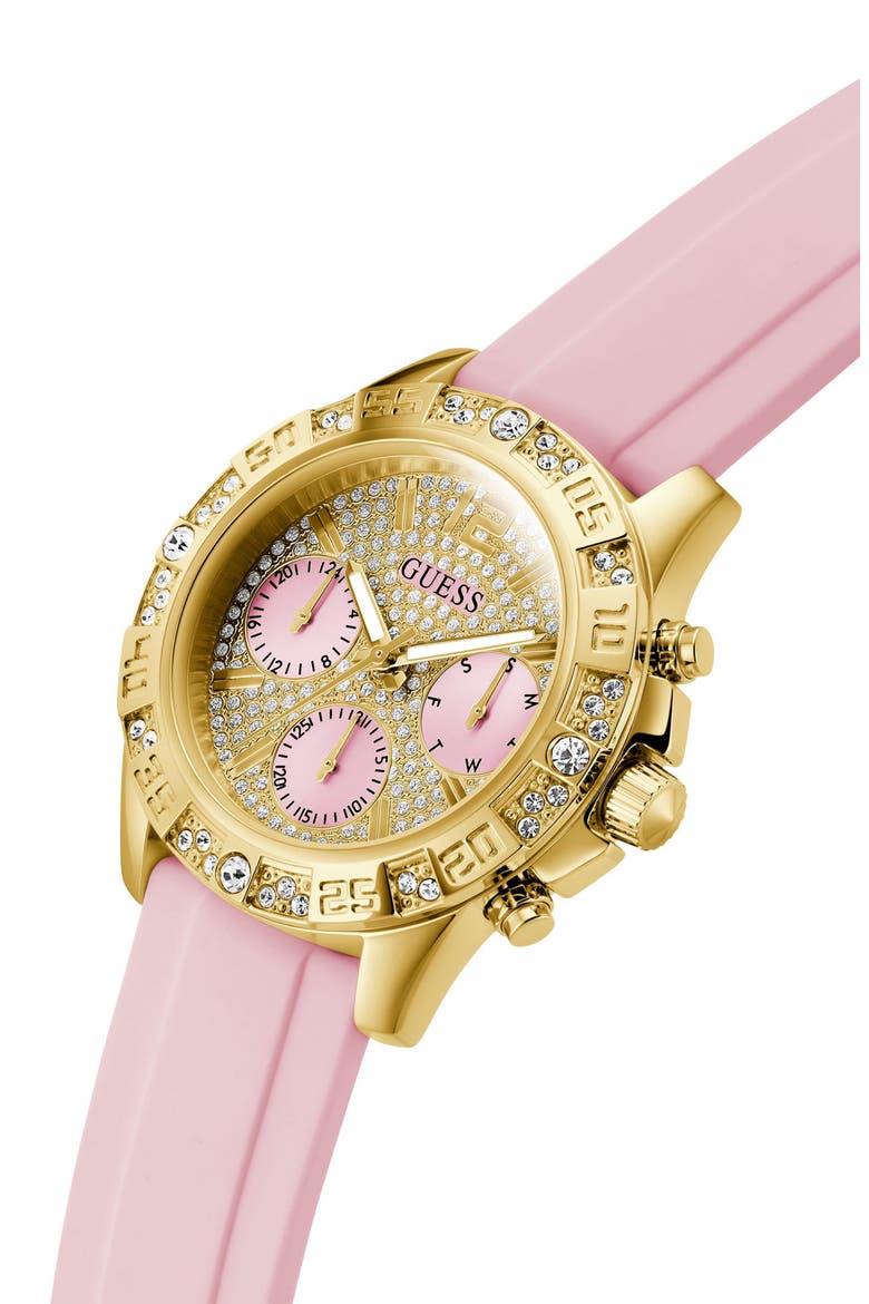 Pink Multifunction Crystal Silicone Strap Watch, 40mm, Alternate, color, PINK
