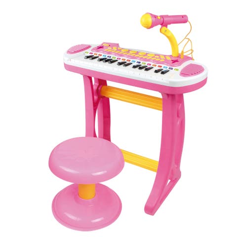 Kids Toy Keyboard Piano, Stool, Microphone, Flashlight