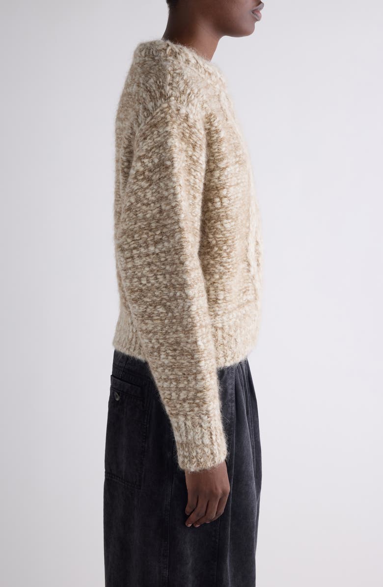 Isabel Marant Dorota Alpaca & Mohair Blend Cable Sweater, Alternate, color, Bronze/ Ecru