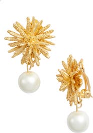 Karine Sultan Starburst Imitation Pearl Clip-On Drop Earrings
