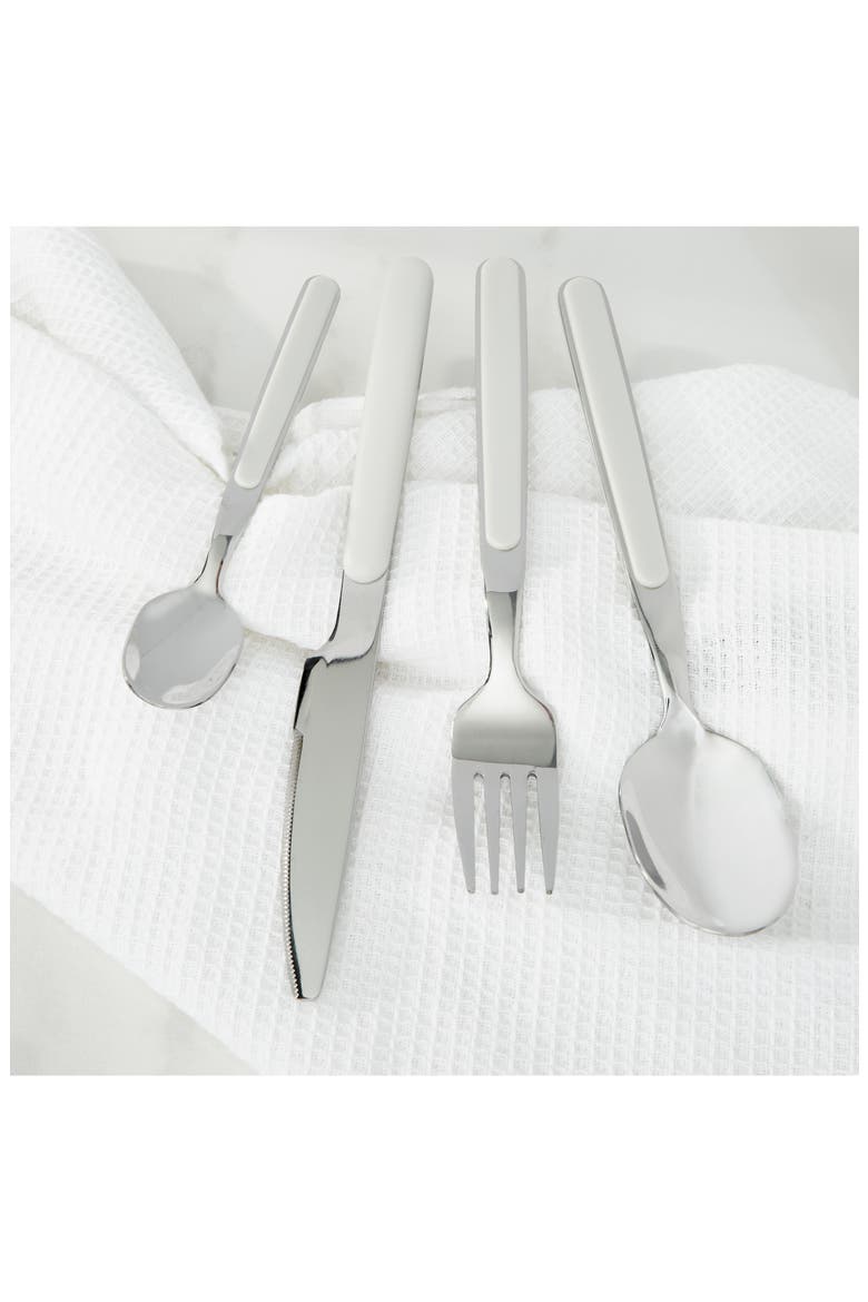 Leo 24-Piece Stainless Steel Flatware Set, Alternate, color, MOONBEAM