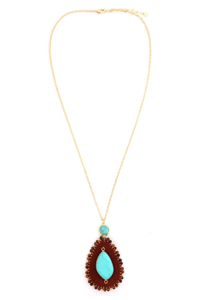 Turquoise Teardrop Pendant Necklace, Main, color, TURQUOISE