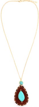 Panacea Turquoise Teardrop Pendant Necklace