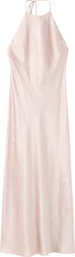 MANGO Satin Halter Midi Dress