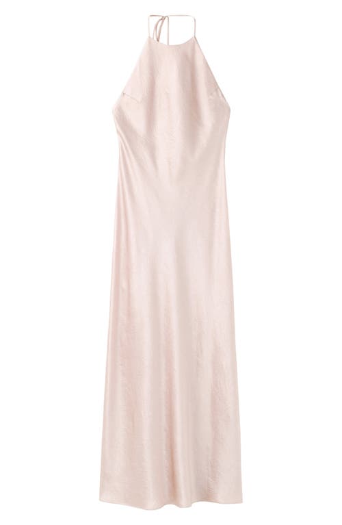 Mango Satin Halter Midi Dress In Pink