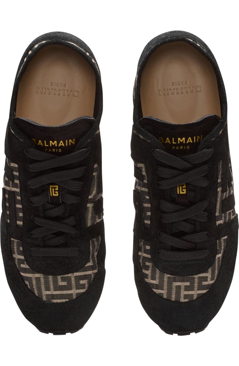 Balmain Racer 45 monogram jacquard trainers, Alternate, color, Black