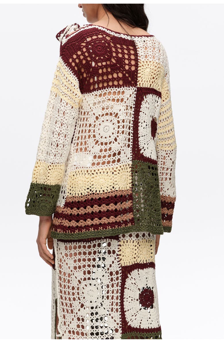 Bimba y Lola Straight Multicolored Crochet Sweater, Alternate, color, Dark Green