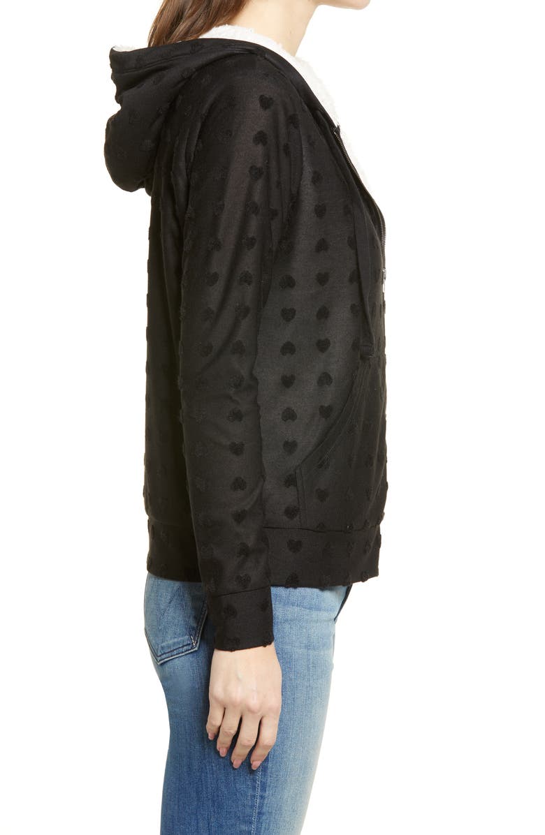 Bobeau Flocked Zip Hoodie, Alternate, color,