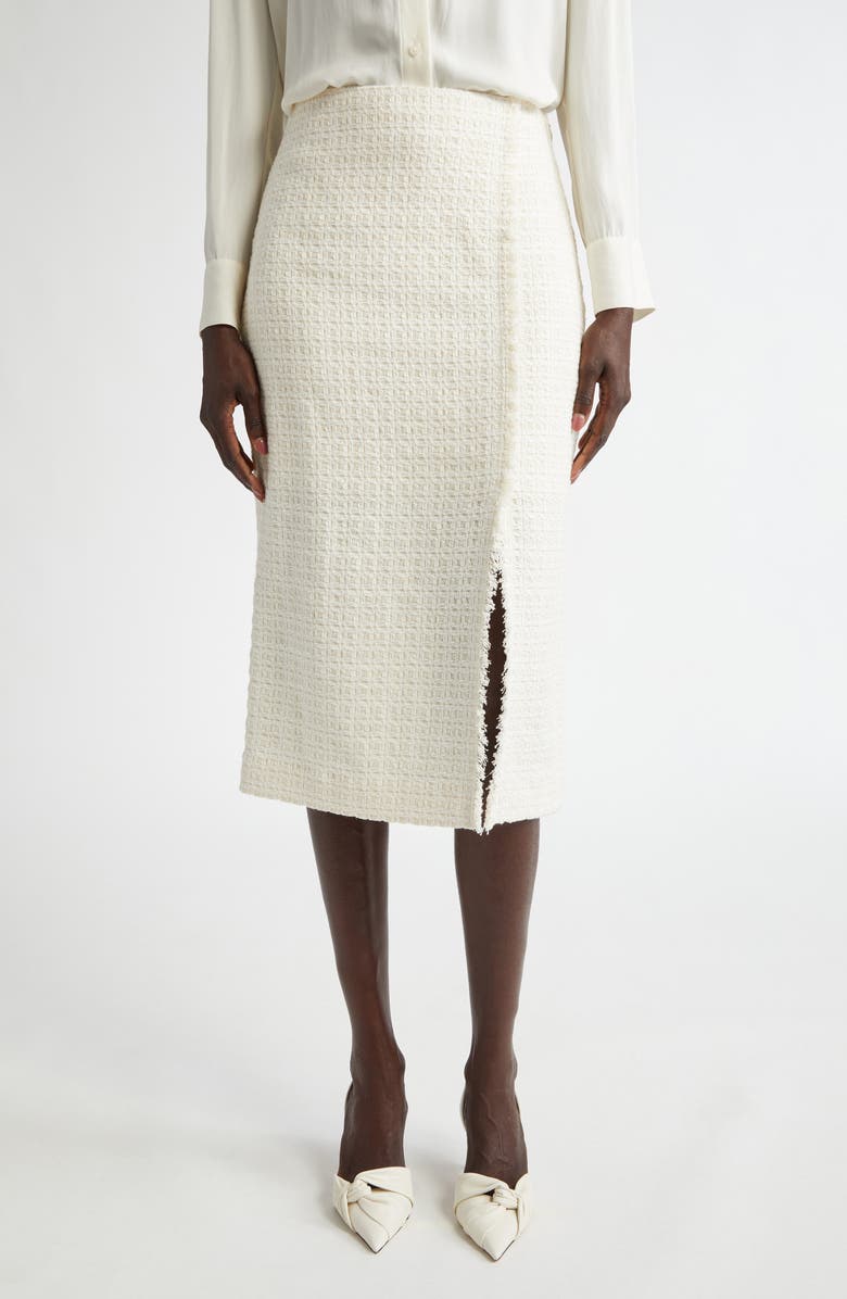 ST. JOHN Tweed Pencil Skirt, Main, color, Ecru