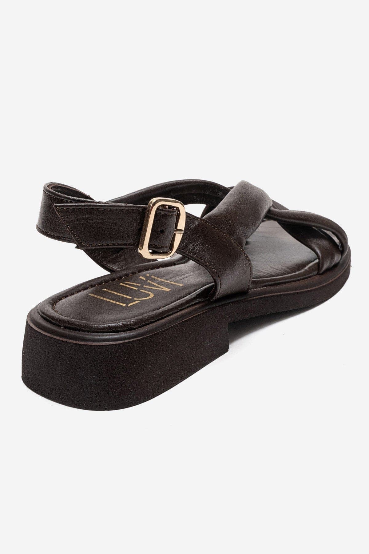 Frand Leather Crisscross Strap Sandal, Alternate, color, Brown