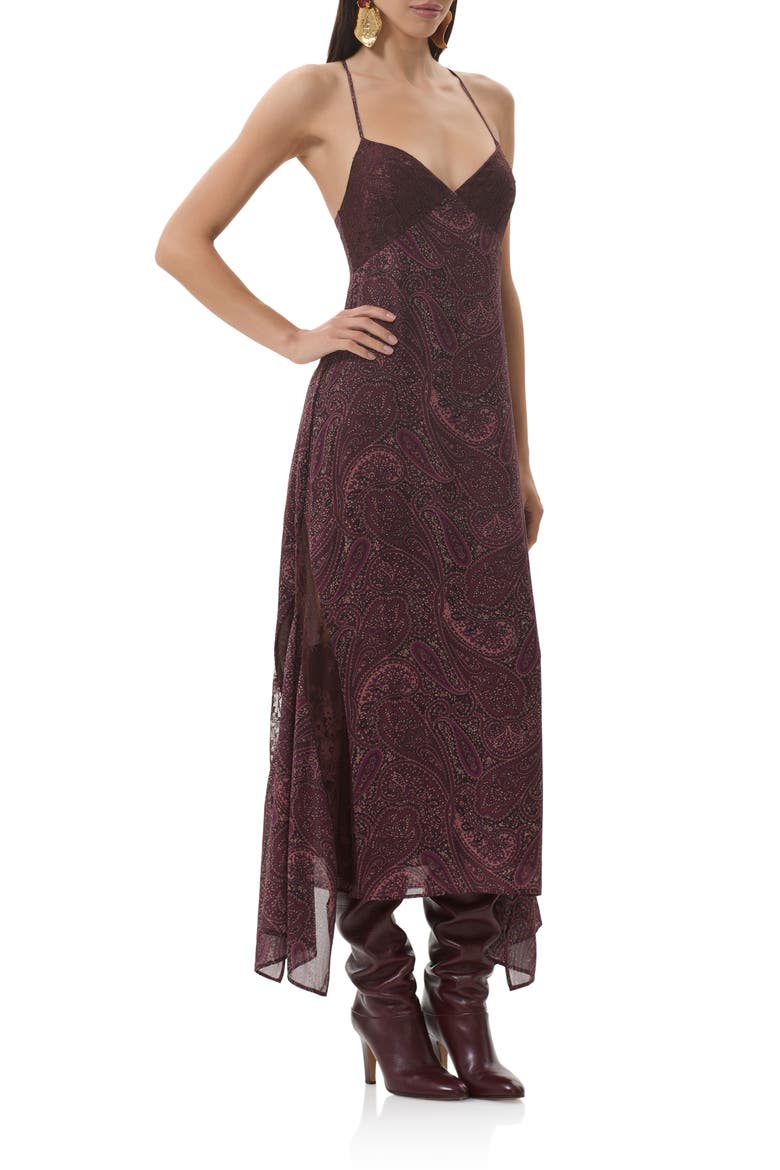 Christina Paisley Empire Waist Chiffon Maxi Dress, Alternate, color, CHOCOLATE PAISLEY