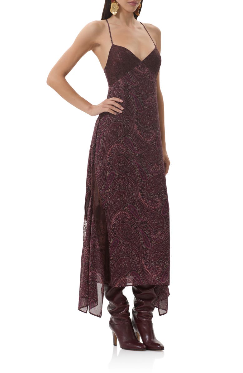 AFRM Christina Paisley Empire Waist Chiffon Maxi Dress, Alternate, color, Chocolate Paisley