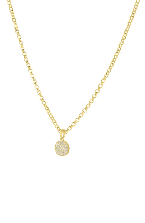 Petit Pavé Knockout Disc Pendant Necklace