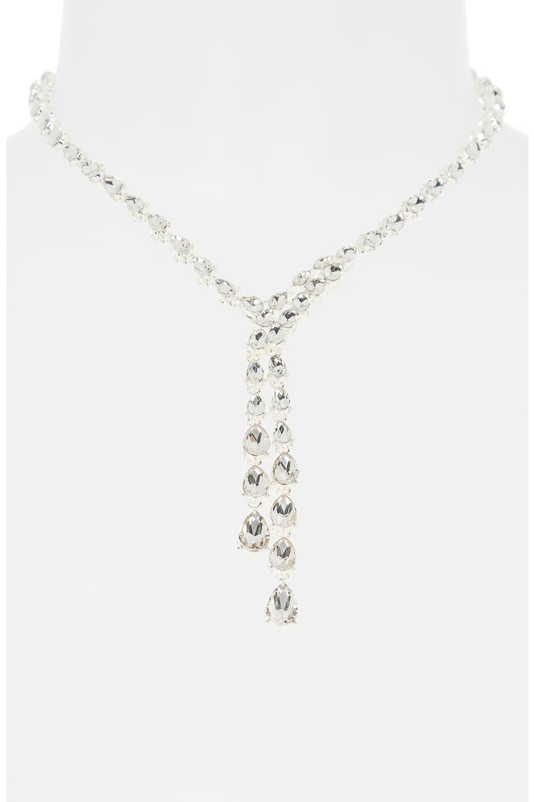 Pear Cut Cubic Zirconia Y-Necklace, Alternate, color, CLEAR- SILVER