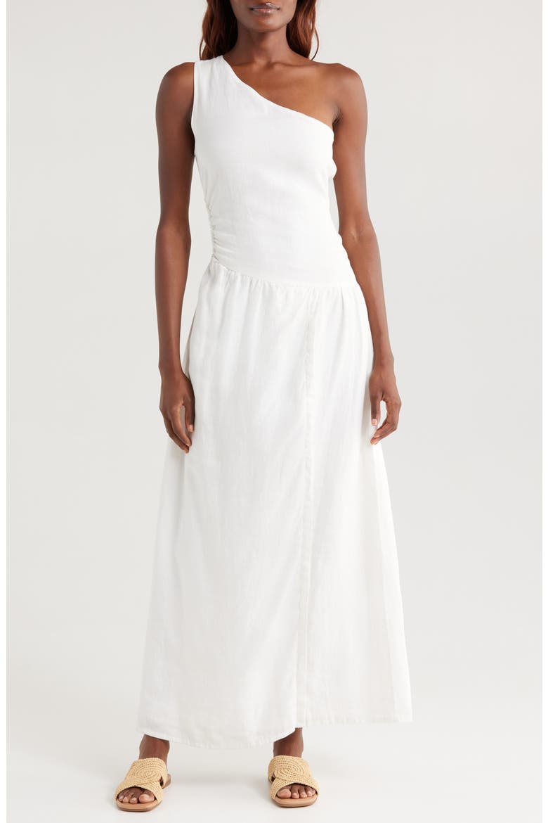 Willow One-Shoulder Linen Cover-Up Dress, Main, color, IVORY