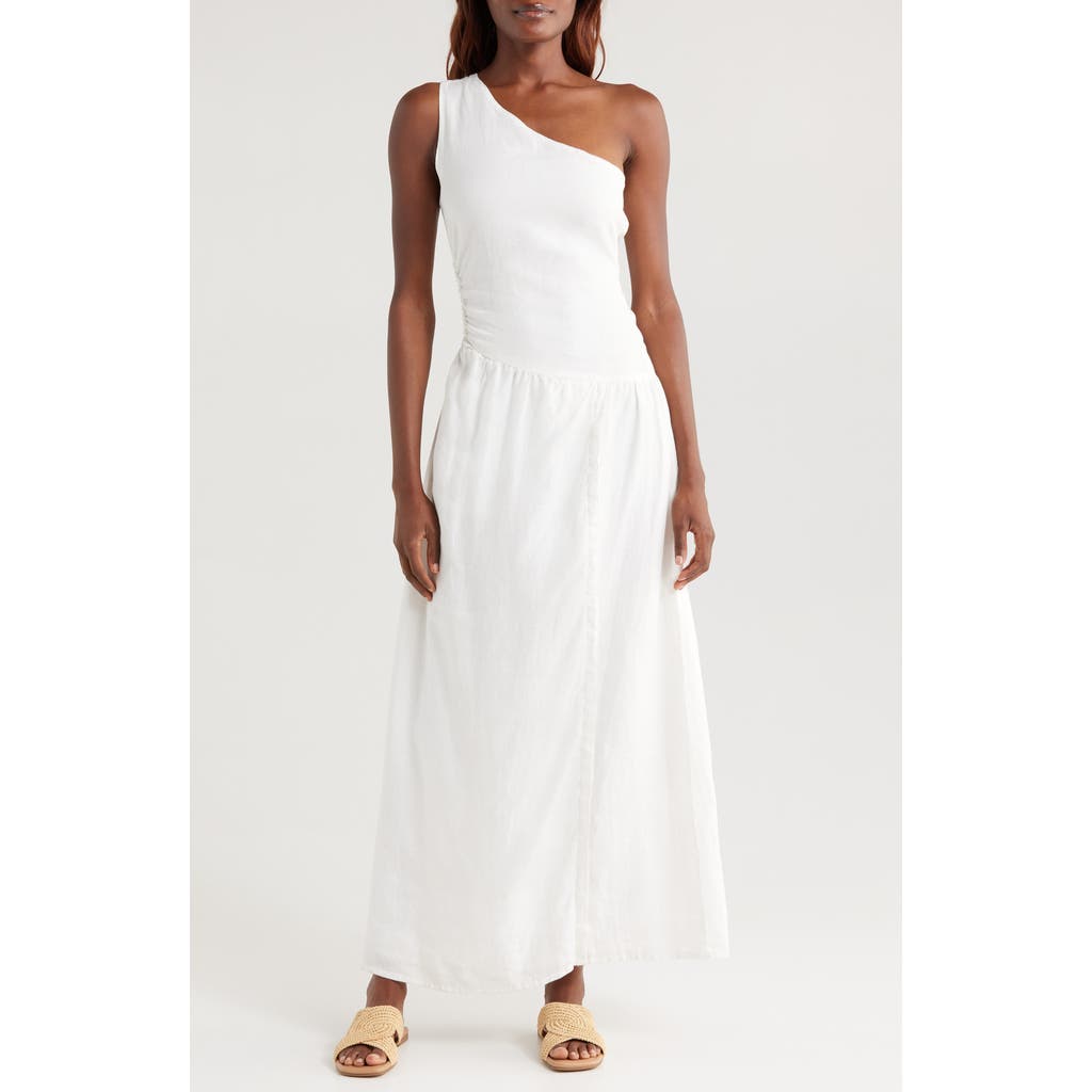 Boamar Willow One-shoulder Linen Cover-up Dress In White