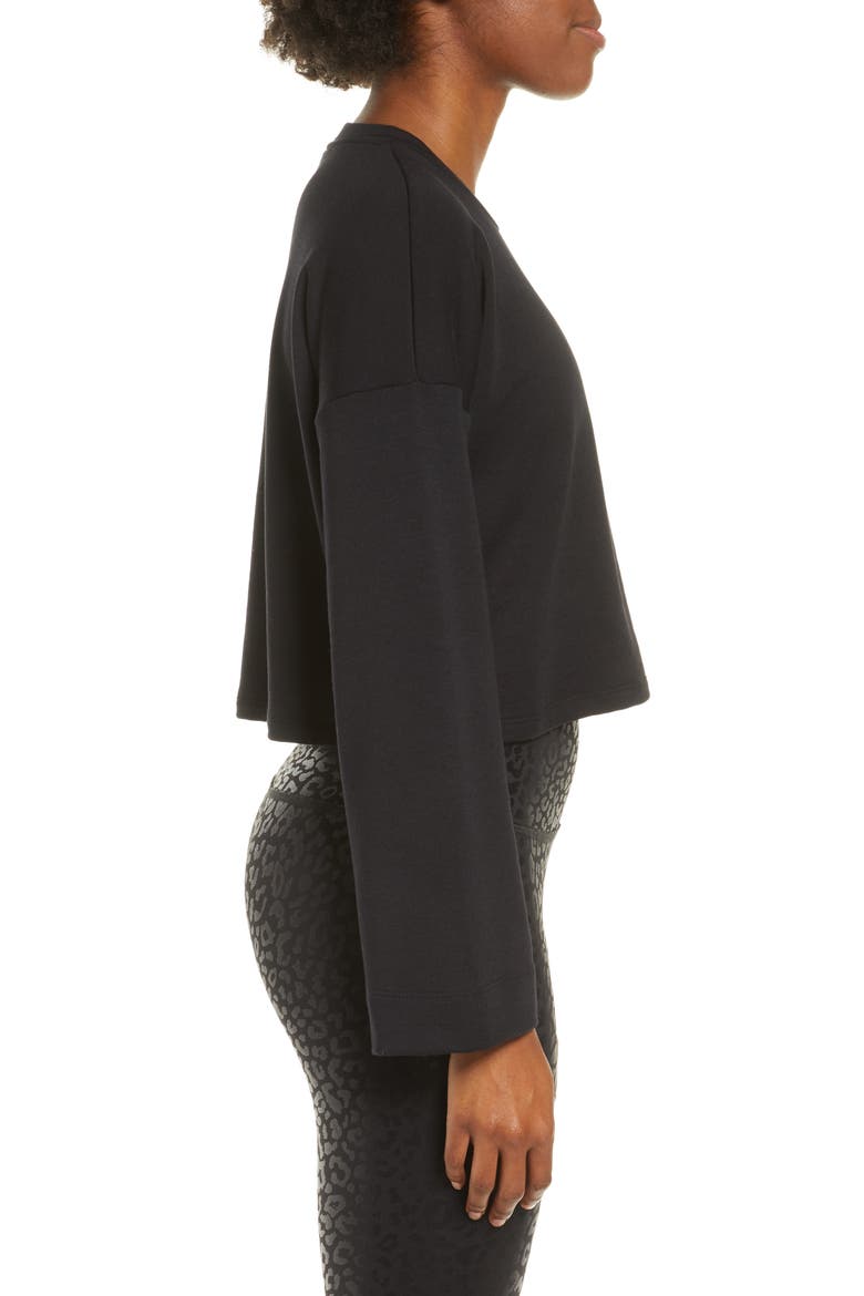 Tunnel Sleeve Crop Pullover, Alternate, color, BLACK