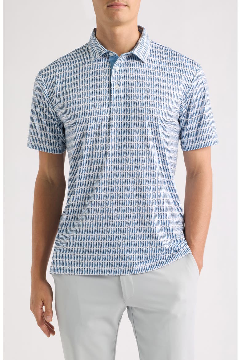 Sardine Print Performance Golf Polo, Main, color, SKY