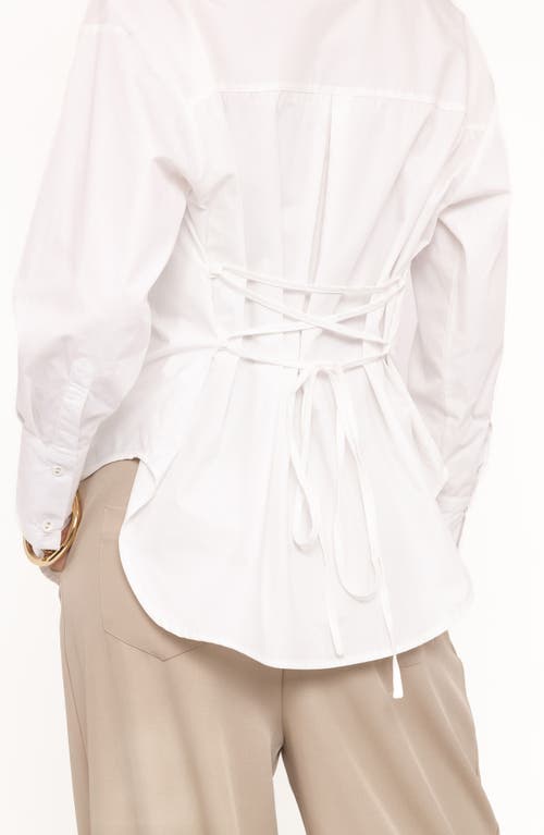 Petal And Pup Petal & Pup Yacra Lace-up Back Cotton Button-up Shirt In White