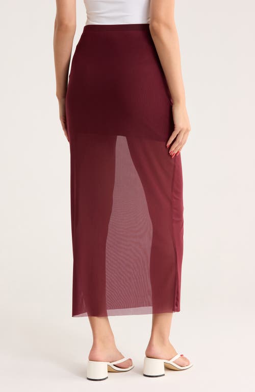 Leith Mesh Midi Skirt In Burgundy