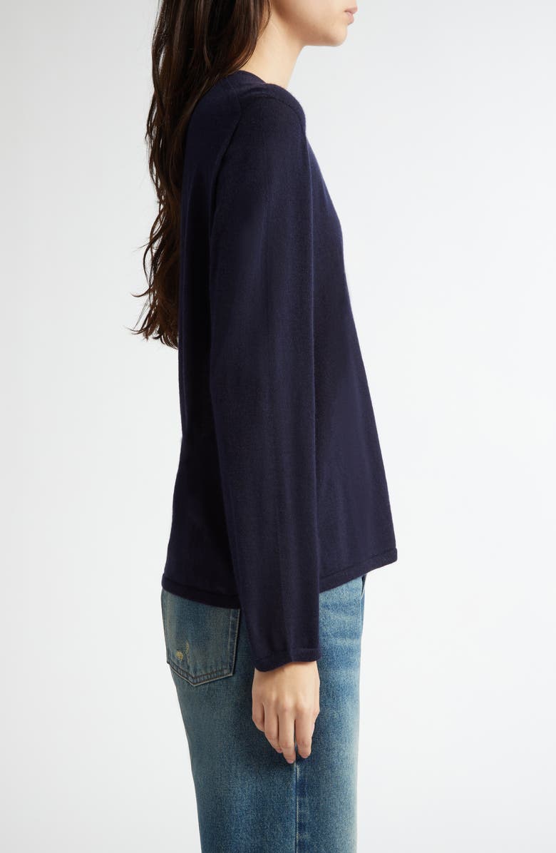 Johnstons of Elgin Superfine Cashmere & Silk Crewneck Sweater, Alternate, color, Dark Navy