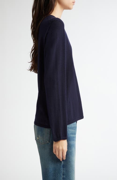 Johnstons Of Elgin Superfine Cashmere & Silk Crewneck Sweater In Dark Navy