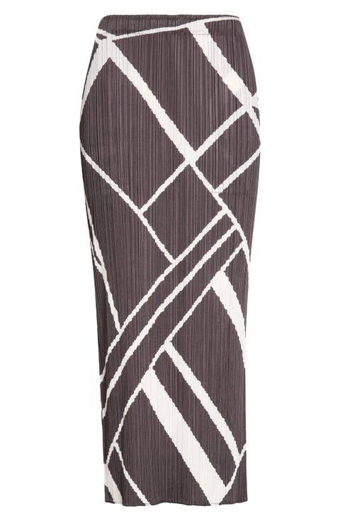 Fold Line Pleated Midi Skirt