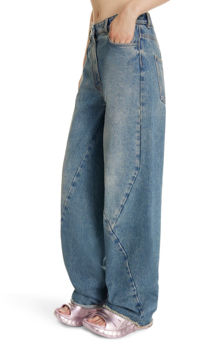 Givenchy Seam Detail Raw Hem Wide Leg Jeans, Alternate, color, 