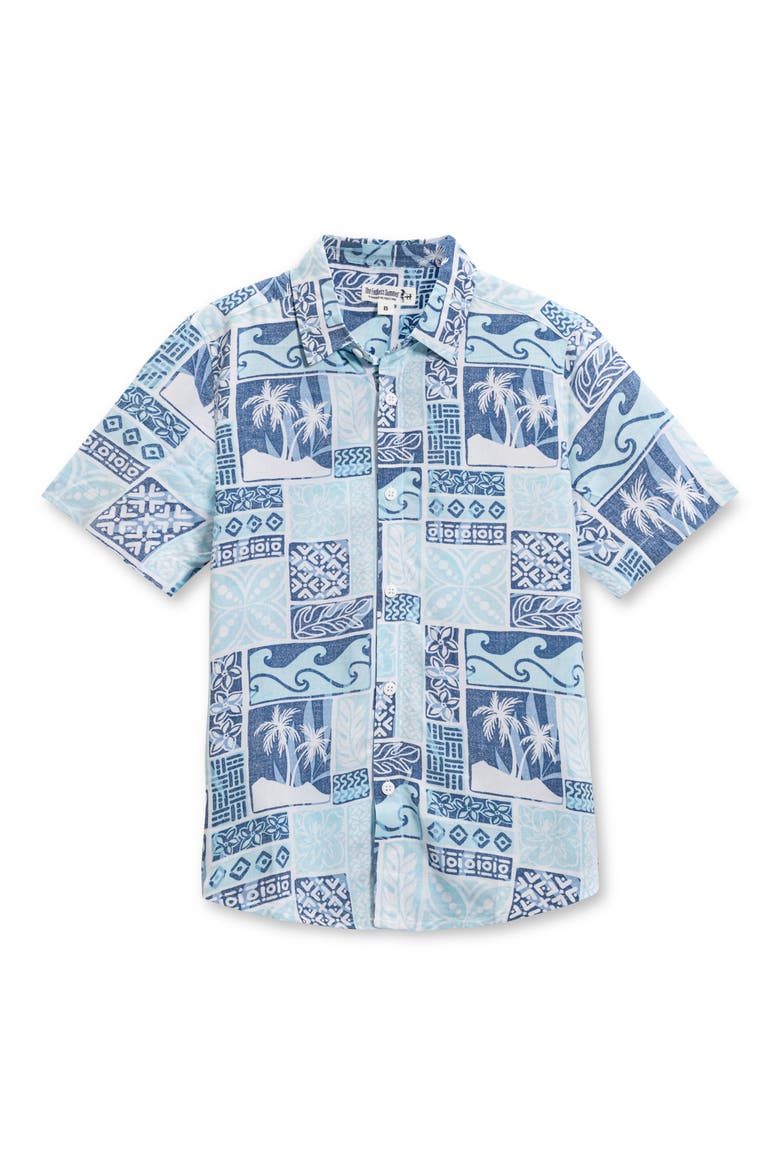 Kids' Palm Button-Up Shirt, Main, color, AQUA