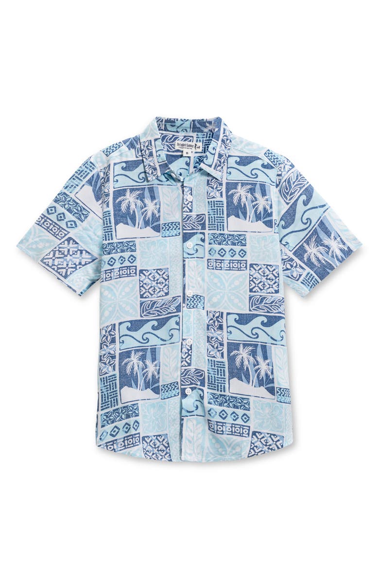 THE ENDLESS SUMMER Kids' Palm Button-Up Shirt, Main, color, Aqua