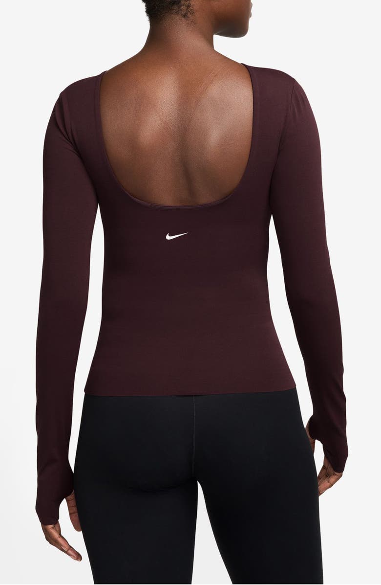 Nike Zenvy Dri-FIT Open Back Top, Alternate, color, Burgundy Crush/ White