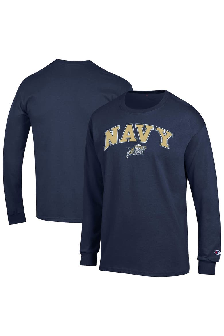 Men's Champion  Navy Navy Midshipmen Arch Over Logo Long Sleeve T-Shirt, Main, color, Navy