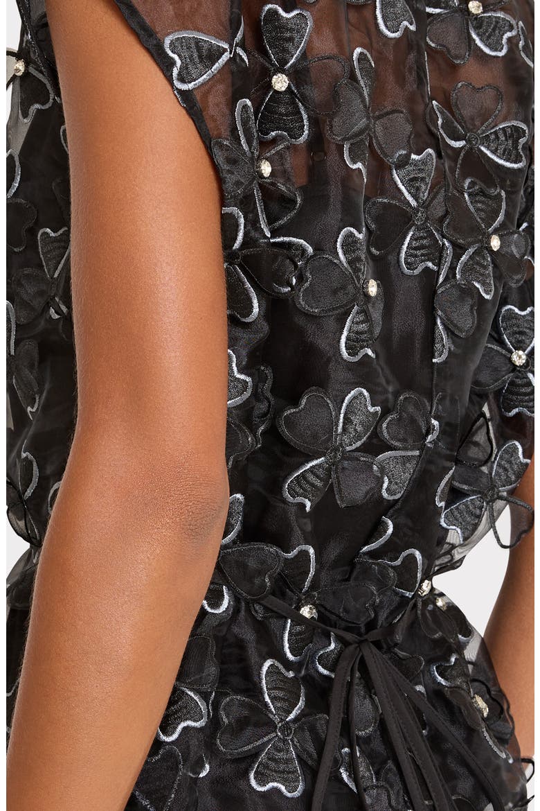 Ryan Clover Bow Rhinestone Organza Top, Alternate, color, 5AA BLACK