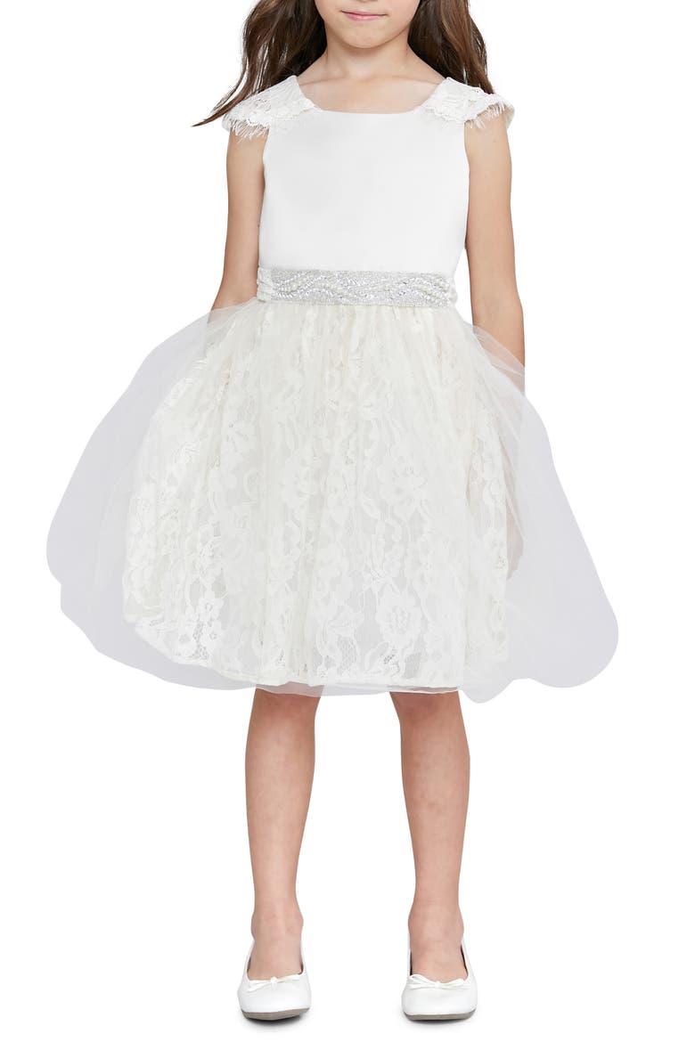 The Sarah Floral Lace Dress, Alternate, color, CHAMPAGNE