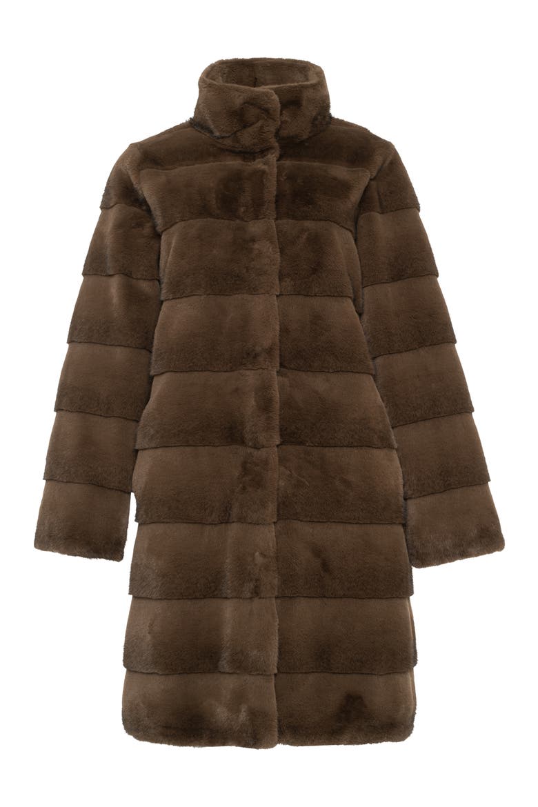 Fur-Free Mink (Faux Fur) Reversible Short Coat, Alternate, color, BROWN/BLACK