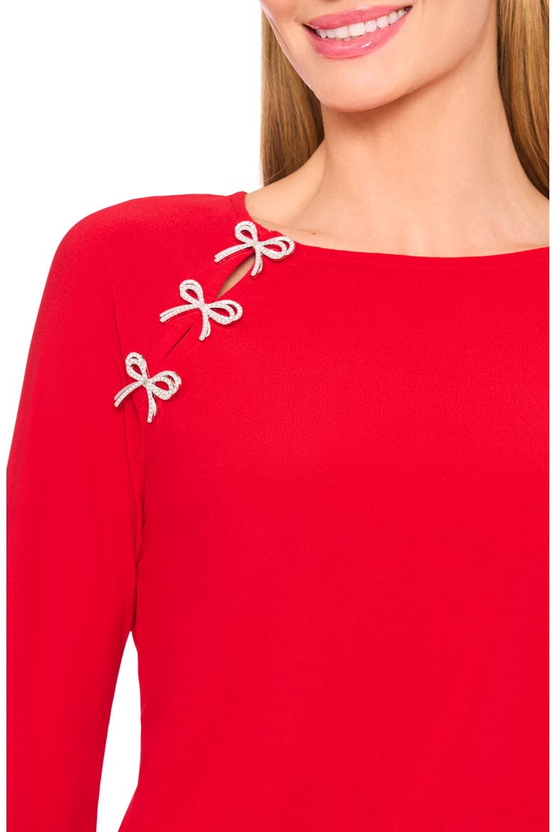 Pearly Bow Knit Top, Alternate, color, LUMINOUS RED