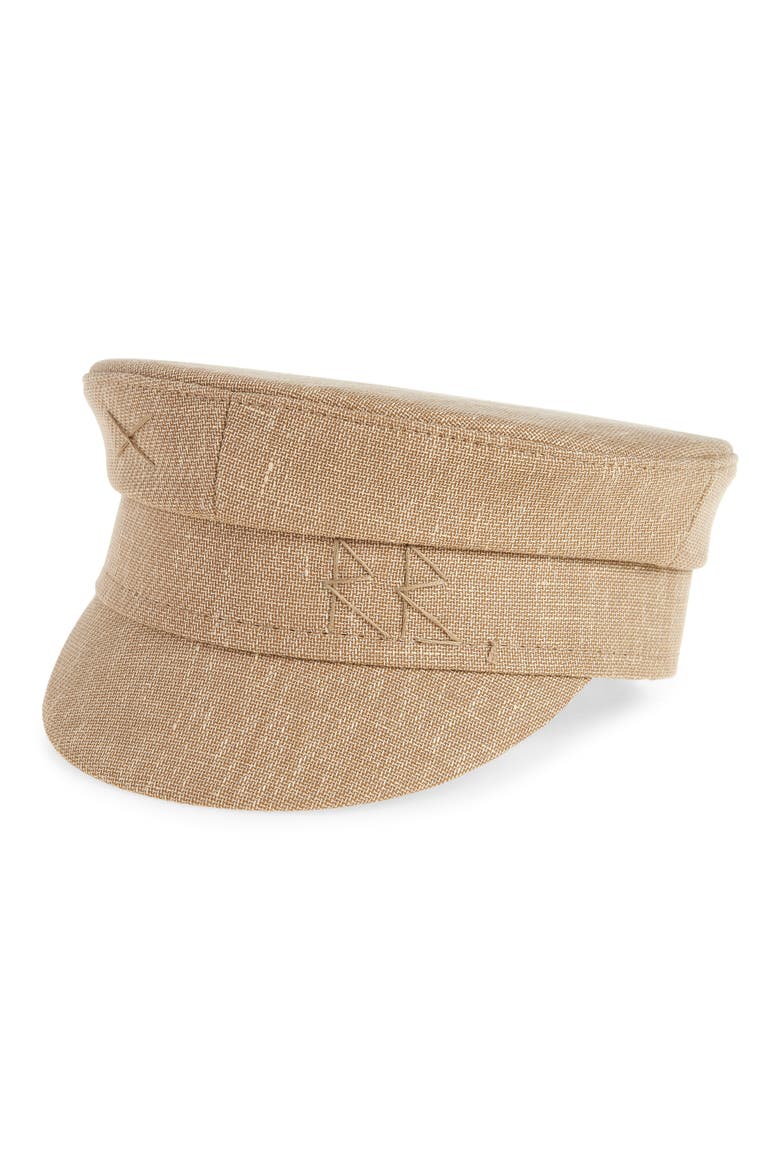 Linen & Wool Blend Newsboy Cap, Main, color, NATURAL STRAW