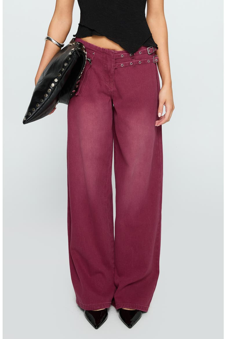 Paltrow Low Rise Wide Leg Cargo Jeans, Main, color, WASHED BURGUNDY