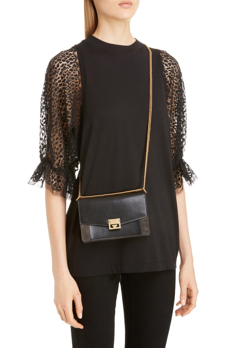 Givenchy GV3 Leather Wallet on a Chain, Alternate, color,