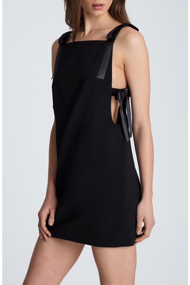 Bow Tie Crepe Minidress, Alternate, color, BLACK